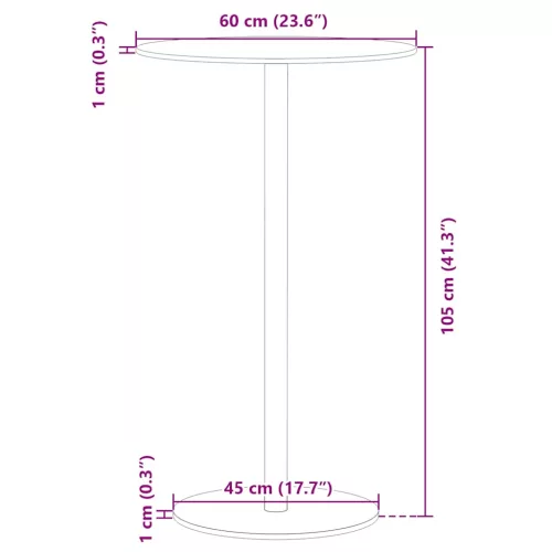  fekete acél kerek kerti asztal Ø60 x 105 cm