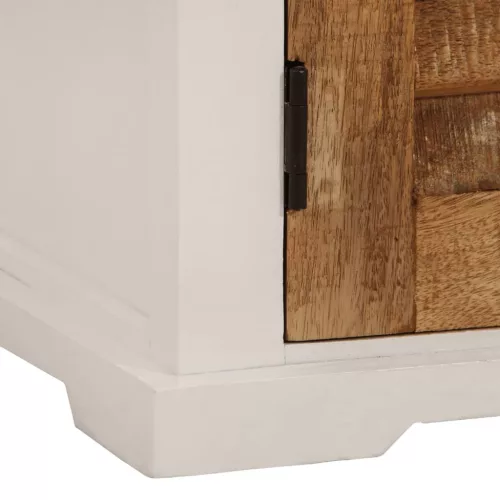  fehér-barna tömör nyers mangófa tálalószekrény 55 x 30 x 73 cm