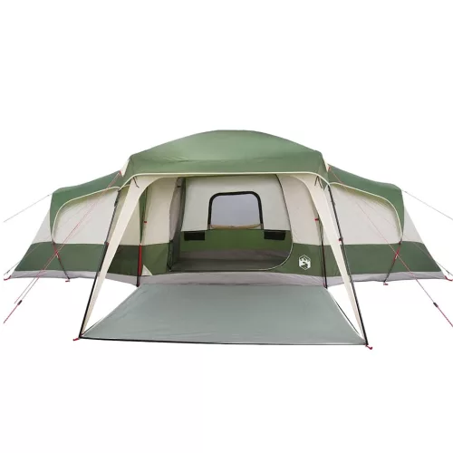  9 személyes zöld vízálló családi sátor tornáccal kupolával
