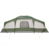  9 személyes zöld vízálló családi sátor tornáccal kupolával