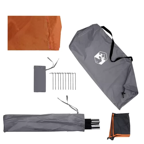  szürke és narancs vízálló szélfogó kempingponyva 510x153 cm