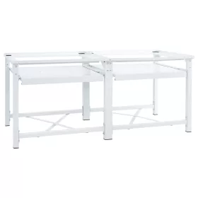    fehér dupla mosógéptartó állvány kihúzható polcokkal