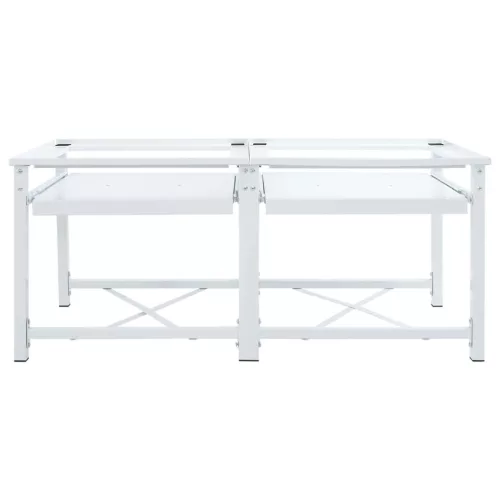  fehér dupla mosógéptartó állvány kihúzható polcokkal