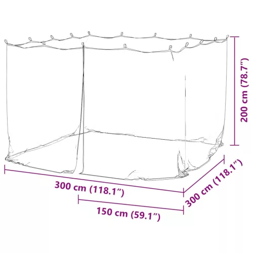  fehér szúnyogháló beltéri kültéri 156 háló 300x300x200 cm