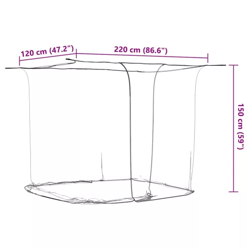  fehér lógó szúnyogháló 156 hálószem 220x120x150 cm