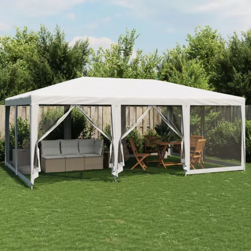  fehér HDPE rendezvénysátor 10 hálós oldalfallal 6 x 4 m