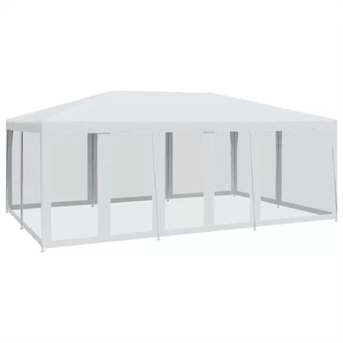  fehér HDPE rendezvénysátor 10 hálós oldalfallal 6 x 4 m