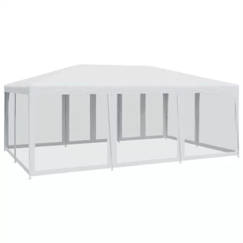  fehér HDPE rendezvénysátor 10 hálós oldalfallal 6 x 4 m