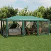  zöld HDPE rendezvénysátor 10 hálós oldalfallal 6 x 4 m