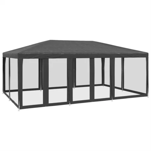 antracitszürke HDPE rendezvénysátor 10 hálós oldalfallal 6x4 m