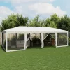  fehér HDPE rendezvénysátor 12 hálós oldalfallal 8 x 4 m