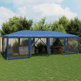  kék HDPE rendezvénysátor 12 hálós oldalfallal 8 x 4 m