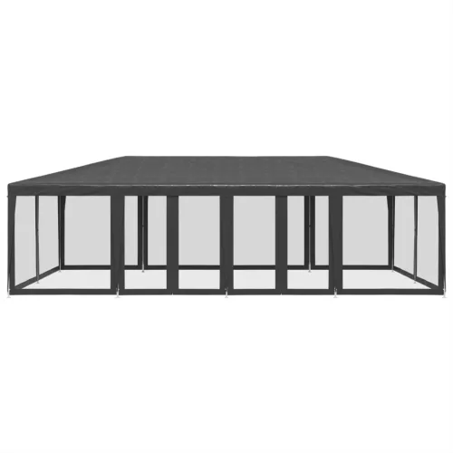  antracitszürke HDPE rendezvénysátor 12 hálós oldalfallal 8x4 m