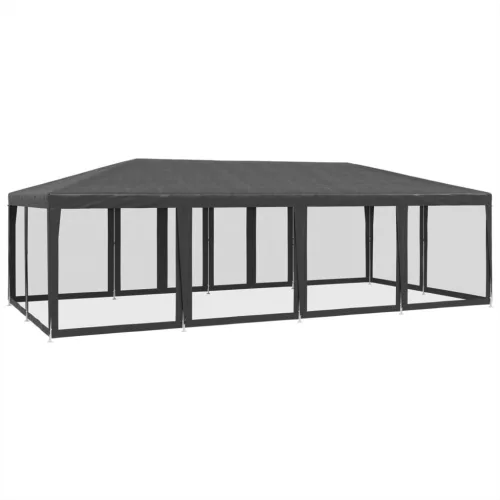  antracitszürke HDPE rendezvénysátor 12 hálós oldalfallal 8x4 m