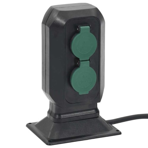  4 utas fekete-zöld kültéri tüskés konnektor 15,5 x 11 x 24 cm