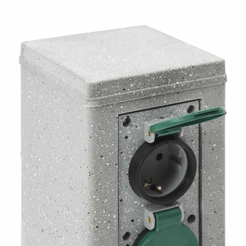  kőhatású szürke 4 utas kültéri tüskés konnektor 16x16x29,5 cm