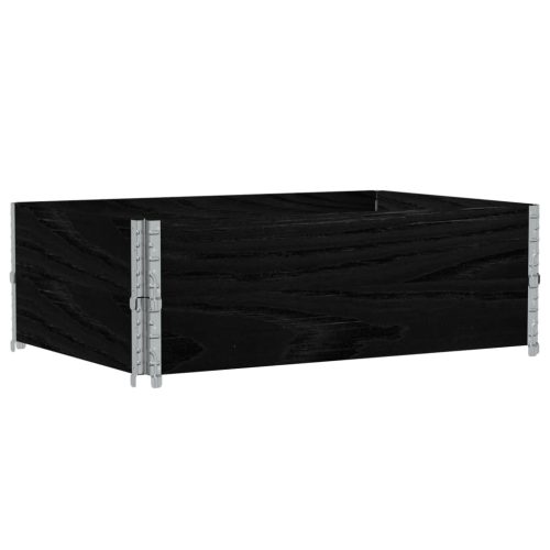  2 db fekete tömör fenyőfa raklapmagasító 120 x 80 cm