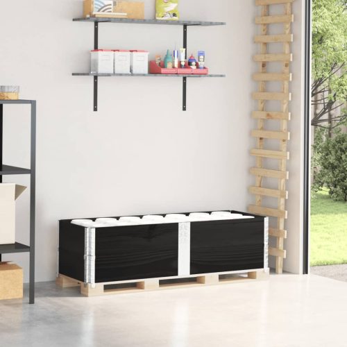  2 db fekete tömör fenyőfa raklapmagasító 150 x 50 cm