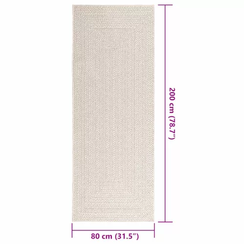  ZIZUR krém juta hatású beltéri és kültéri szőnyeg 80x200 cm