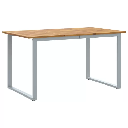  Kültéri Étkező Asztal Szürke 140x80x75 cm Acél és Tömör Akácfa