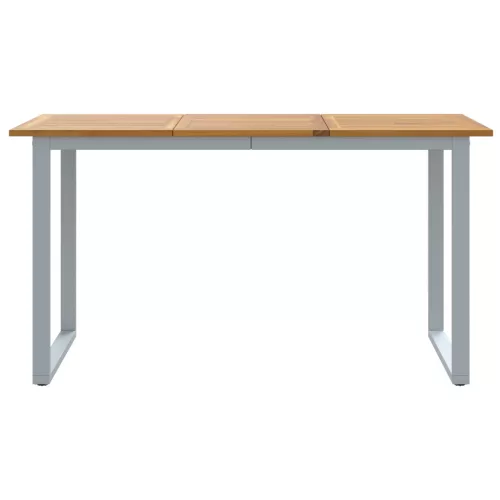  Kültéri Étkező Asztal Szürke 140x80x75 cm Acél és Tömör Akácfa