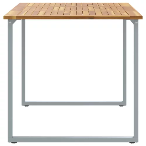  Kültéri Étkező Asztal Szürke 140x80x75 cm Acél és Tömör Akácfa