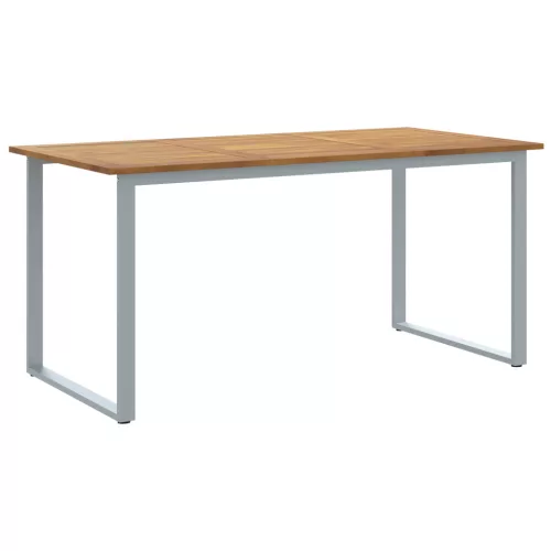  Kültéri Étkezőasztal Szürke 160x80x75 cm Acél és Szilárd Akácfa