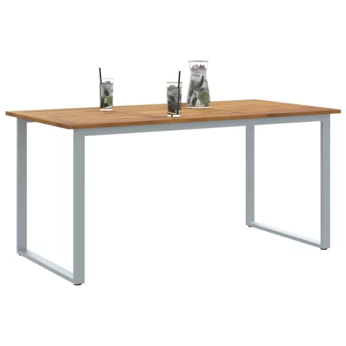  Kültéri Étkezőasztal Szürke 160x80x75 cm Acél és Szilárd Akácfa