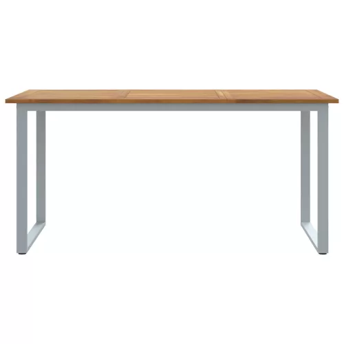  Kültéri Étkezőasztal Szürke 160x80x75 cm Acél és Szilárd Akácfa