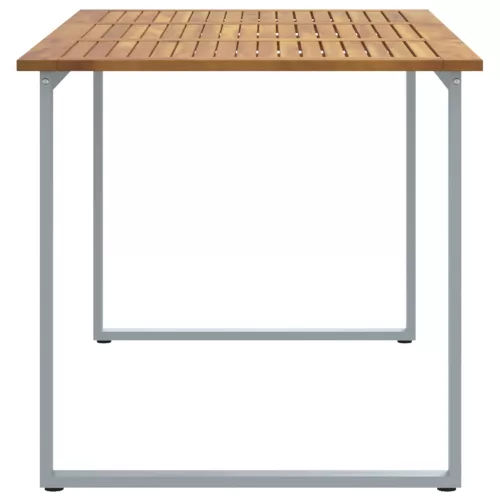  Kültéri Étkezőasztal Szürke 160x80x75 cm Acél és Szilárd Akácfa