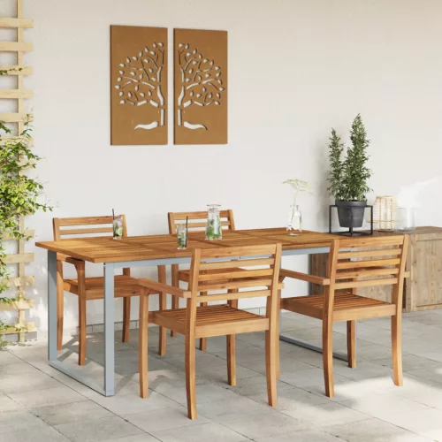  Kültéri Étkezőasztal Szürke 180x90x75 cm Acél&Masszív Akác Fa