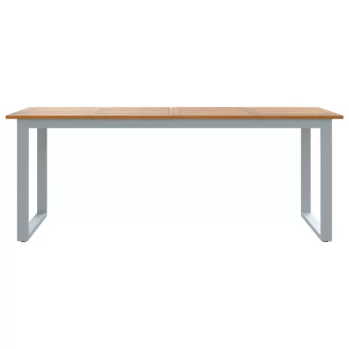  Kültéri Étkező Asztal Szürke 200x90x75 cm Acél és Tölgydeszkás