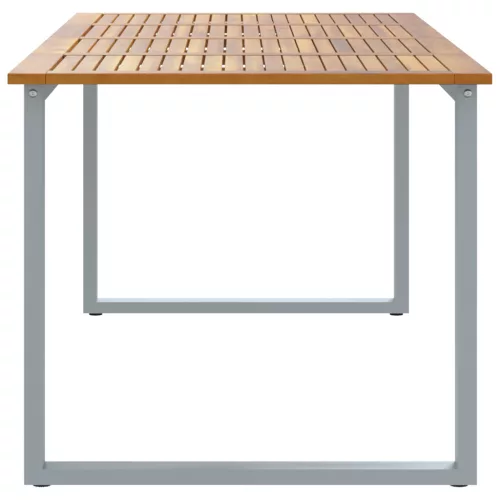  Kültéri Étkező Asztal Szürke 200x90x75 cm Acél és Tölgydeszkás