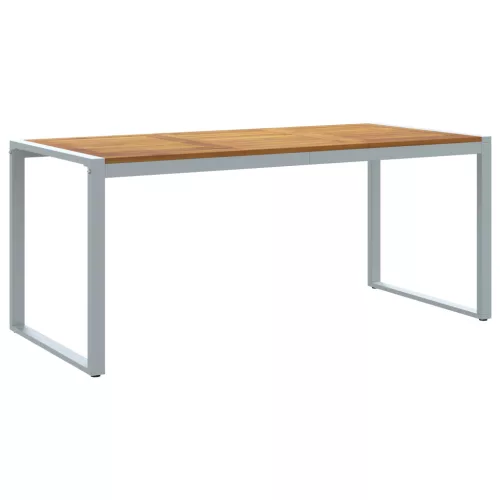  Kültéri Étkezőasztal Szürke 180x90x75 cm Acél és Tömör Akác Fa
