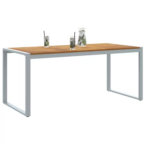  Kültéri Étkezőasztal Szürke 180x90x75 cm Acél és Tömör Akác Fa