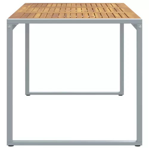 Kültéri Étkezőasztal Szürke 180x90x75 cm Acél és Tömör Akác Fa