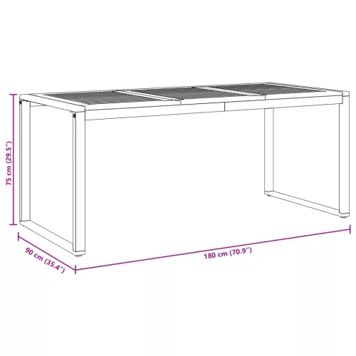  Kültéri Étkezőasztal Szürke 180x90x75 cm Acél és Tömör Akác Fa