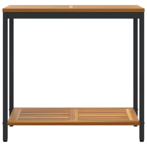  Kültéri Asztal Természetes és Fekete 35x80x75 cm Szilárdfa és Acél