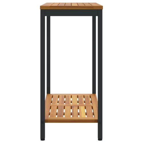  Kültéri Asztal Természetes és Fekete 35x80x75 cm Szilárdfa és Acél