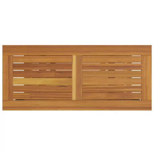  Kültéri Asztal Természetes és Szürke 35x80x75 cm Tömör Fa és Acél