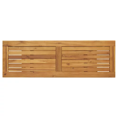  kültéri asztal természetes és szürke 35x110x75 cm tömör fa és acél