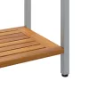  kültéri asztal természetes és szürke 35x110x75 cm tömör fa és acél