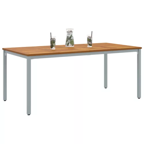  Kerti asztal 180x90x75 cm Tömör akácfa és fém