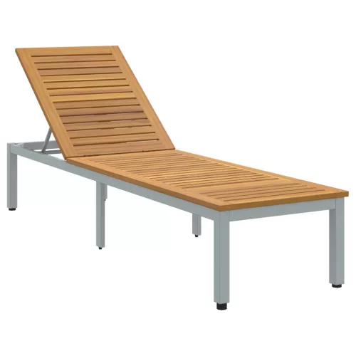  Nyugágy Szürke 200x55x35 cm Tömör Akáciából