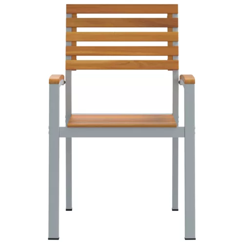  Kerti Székek 2 db Szürke Szilárd Akácfa és Acél