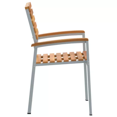  Kerti Székek 2 db Szürke Szilárd Akácfa és Acél