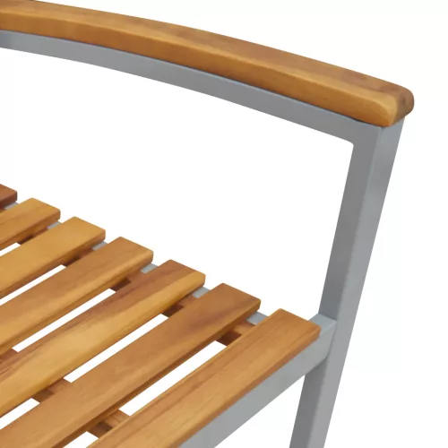  Kerti Székek 2 db Szürke Szilárd Akácfa és Acél