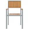  Kültéri Székek 2 db Halmozható Szürke Szilárd Fa Akác és Fém