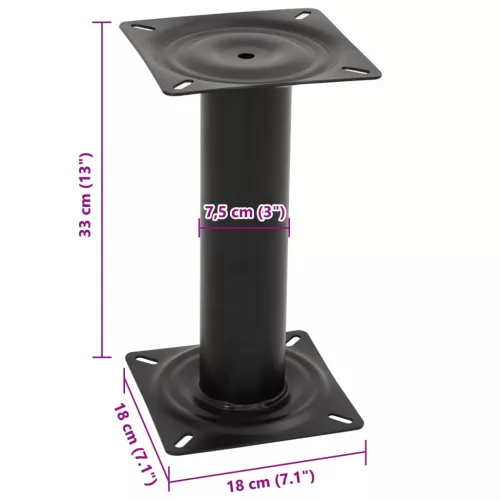  fekete acél csónakülés-talapzat 18 cm