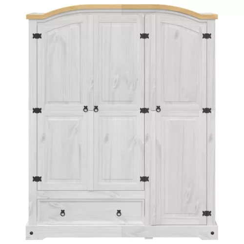  fehér Corona tömör fenyőfa ruhásszekrény 151,5 x 52 x 186 cm